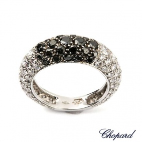Chopard 18k W/G Black/White Diamond Pave Ring B&P 82/3679-1107